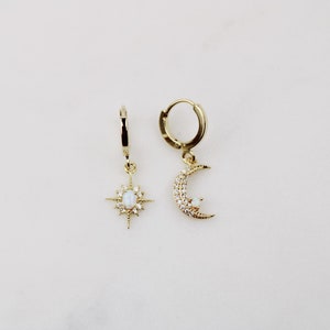 Opal Small  earrings, celestial earrings, celestial jewelry, charm earrings, earrings, birthday gifts for her, gifts for women