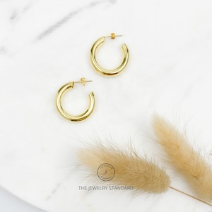 Gold hoop earrings, Bold hoop earrings, gold hoops, sterling silver earrings, Statement Hoops, gift for her, jewelry, gifts for her