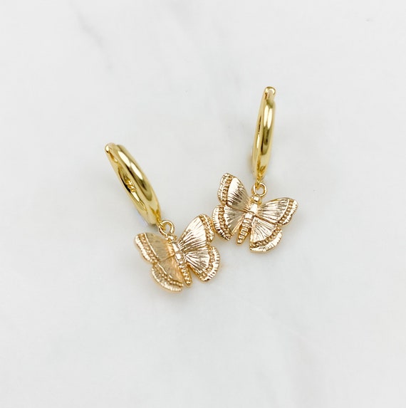 Small butterfly earrings gold discount