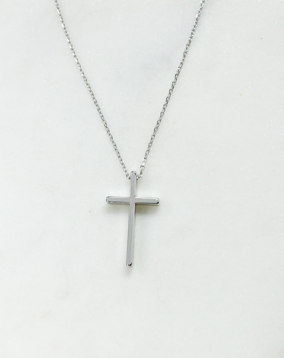 Silver Cross Necklace Cross Necklace Religious Necklace Etsy