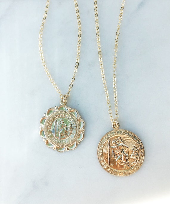 14K Gold Filled St Christopher Necklace 