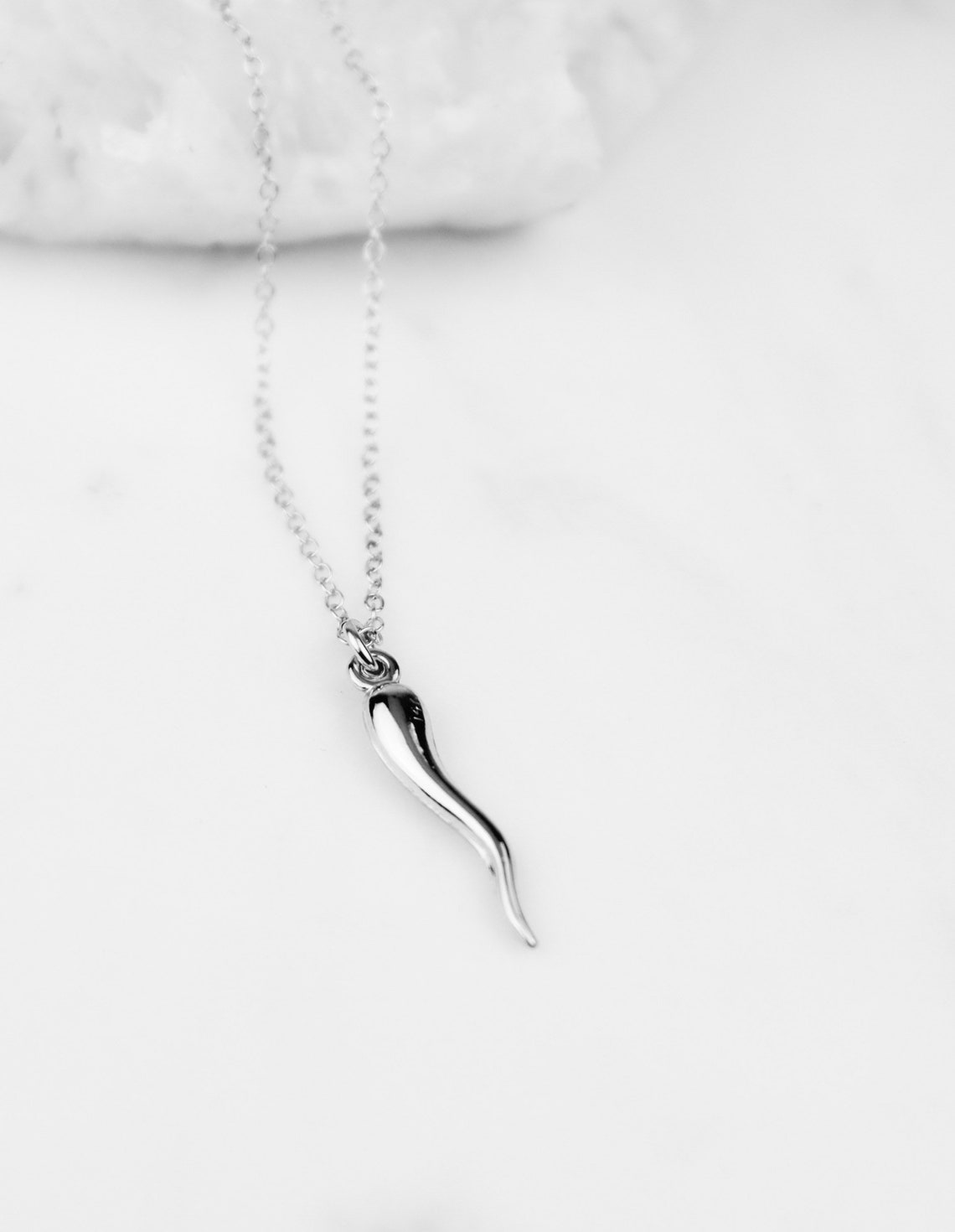 Italian Horn Necklace Dainty Necklace Layering Necklace Etsy