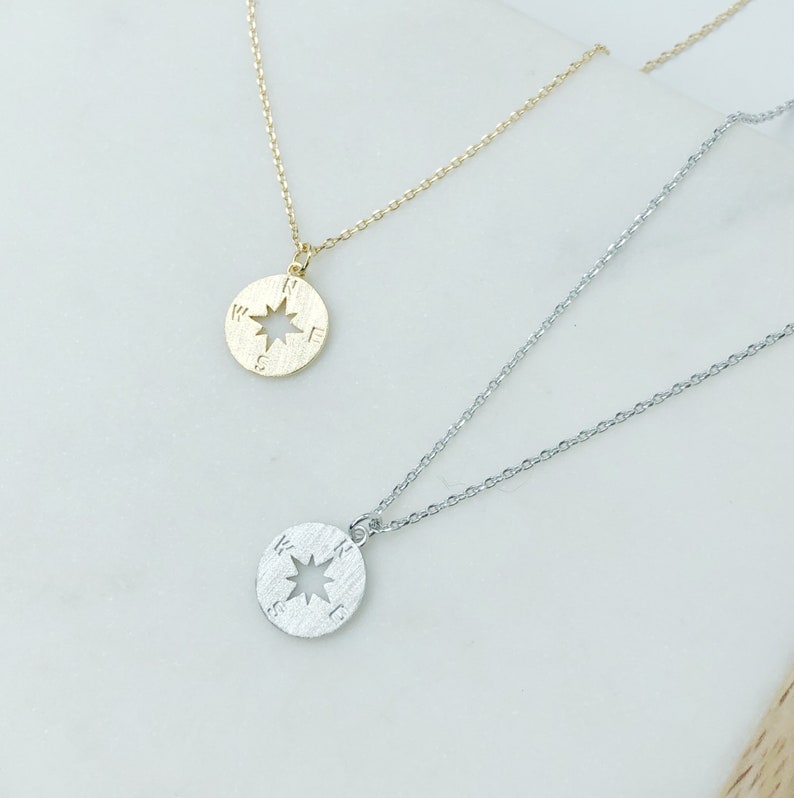 Graduation gifts, compass necklace, travelers necklace, gold necklace, silver necklace, graduation gift for her , gift for women image 2