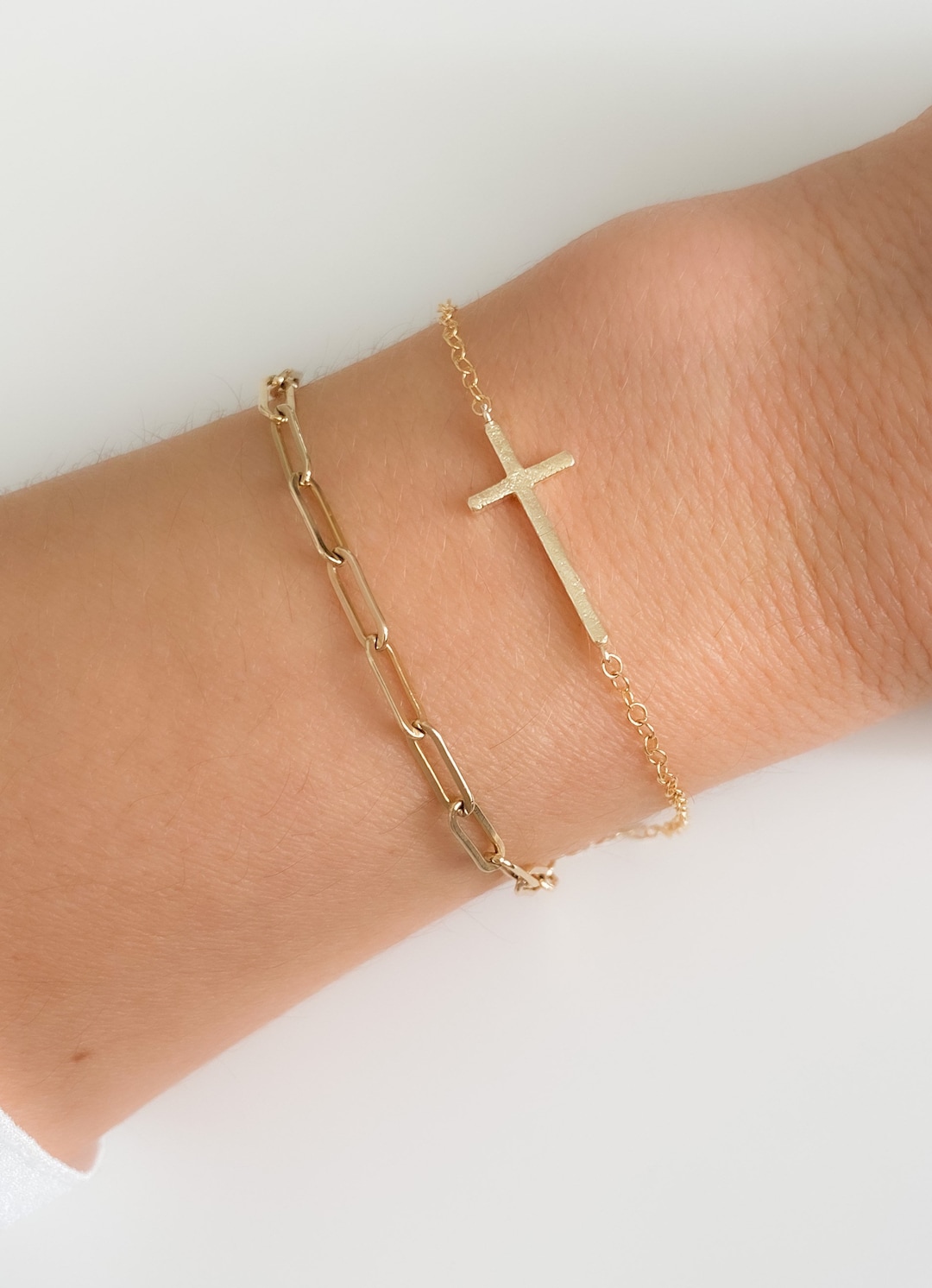 Gold Cross Bracelet, Sideways Cross Bracelet, Dainty Bracelet, Cross