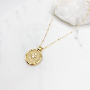 Gold Filled compass necklace, gold necklace, graduation gifts, jewelry gift, necklaces for women, medallion necklace, gift for her