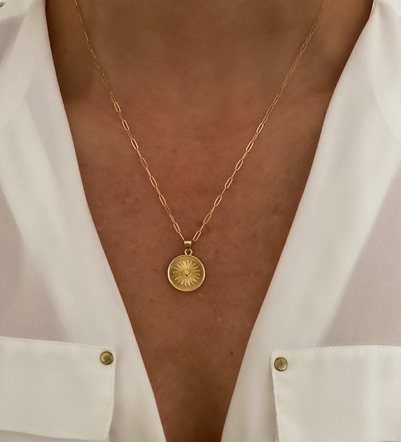 Sunburst coin deals necklace