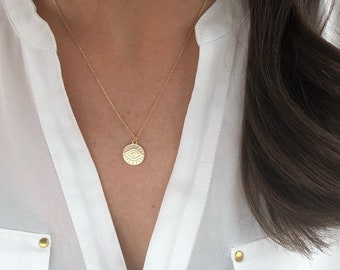 Evil eye necklace, coin necklace, dainty gold necklace, dainty jewelry, layering necklace, evil eye gold coin necklace, gifts for her