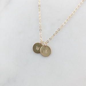 14k Gold Filled Personalized initial necklace gift, Coin necklace, Gold necklace, gift for women, dainty jewelry, dainty necklaces