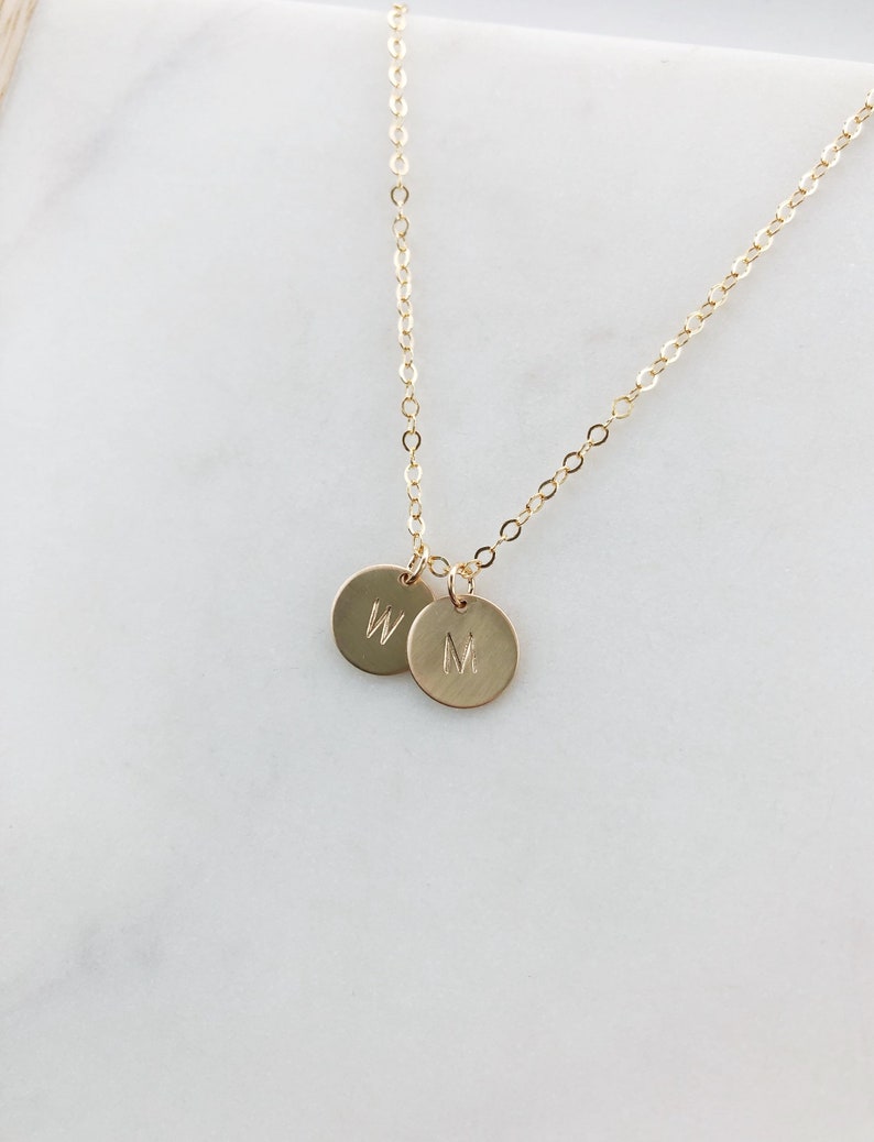 14k Gold Filled Personalized initial necklace gift, Coin necklace, Gold necklace, gift for women, dainty jewelry, dainty necklaces