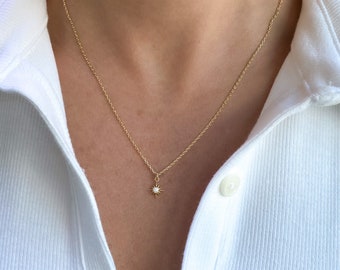 Necklaces for women, Tiny Opal Necklace, Gold Necklace, Star Pendant, Star Necklace, Dainty necklace, Gift for her, Holiday Gift, Birthday