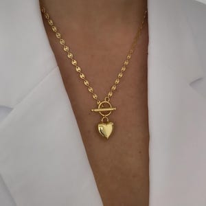 Heart toggle necklace, Silver mariner chain necklace with toggle closure, silver necklace, Clasp Necklace, jewelry gift for her
