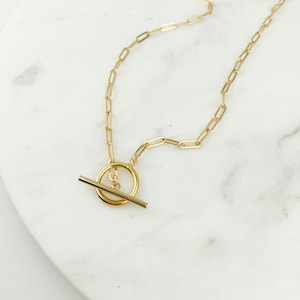 14K Gold filled Toggle Paperclip chain, Gold Necklaces for women, Gold necklace, dainty necklace, chain necklace, layering, Gifts for her