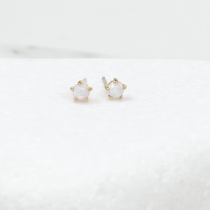 Tiny opal stud earrings, 4mm opal gold earrings, minimalist earrings, dainty jewelry, gifts for her, studs, stud earrings, opal earrings
