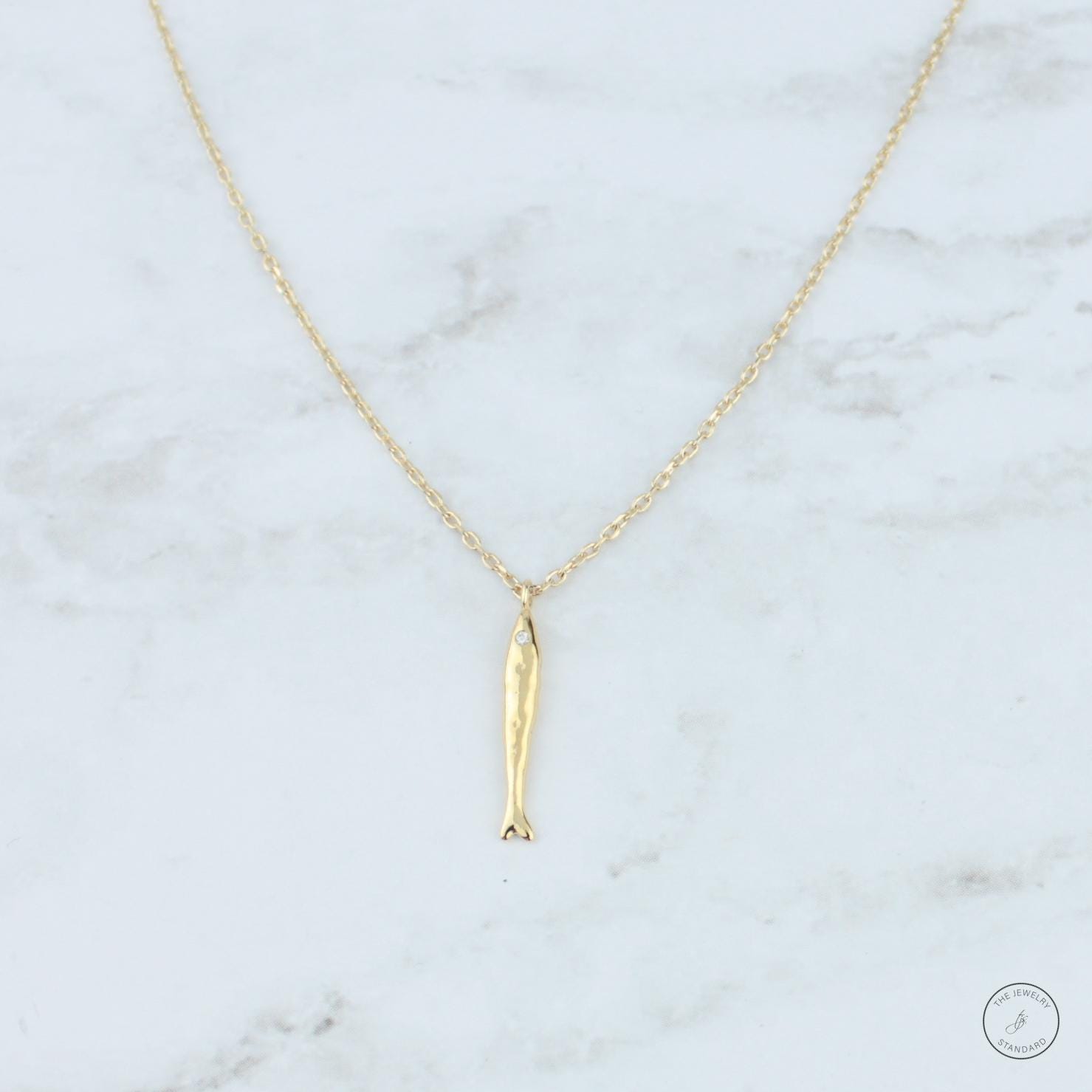 Mini Fish necklace, Gold necklace, gifts for her, Dainty necklace, tiny fish, gold plated necklace, jewelry, hanging fish pendant necklace