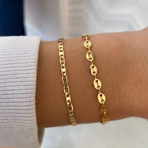 24k Gold filled bracelet, gold bracelet, dainty bracelet, bracelets, chain bracelet, womens bracelet, mariner, anchor, curb chain