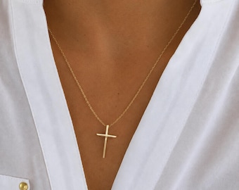 Gold Cross Necklace, Waterproof Necklace, Minimalist Cross Necklace, Dainty Gold Necklace, Christian Jewelry Gift for Women