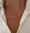 14K Gold Dot Chain necklace, Gold necklace, Layering Necklace, Dainty Coin Necklace, Shimmer Necklace, Necklace, jewelry gift for her, gifts