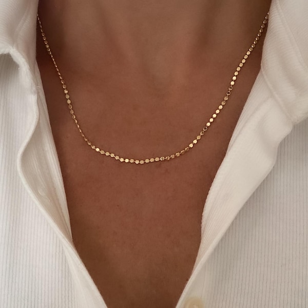 Gold Dot Chain necklace, Gold necklace, Layering Necklace, Dainty Coin Necklace, Shimmer Necklace, Necklace, jewelry gift for her, gifts