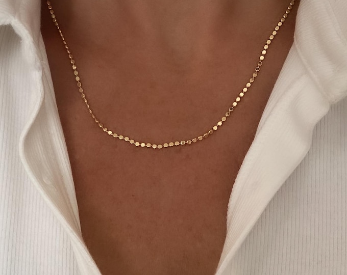 Gold Dot Chain necklace, Gold necklace, Layering Necklace, Dainty Coin Necklace, Shimmer Necklace, Necklace, jewelry gift for her, gifts