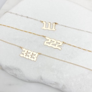 Gold filled necklace, Angel Number necklace, Lucky numbers, jewelry, sterling silver necklace, womens necklace, paperclip, Figaro