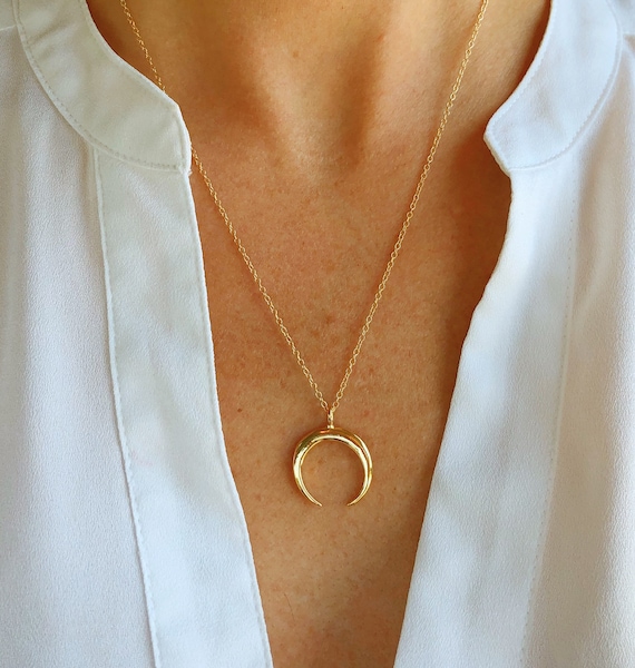 Crescent moon necklace, gold  necklace, silver necklace, necklaces for women, dainty necklace, birthday gifts for her