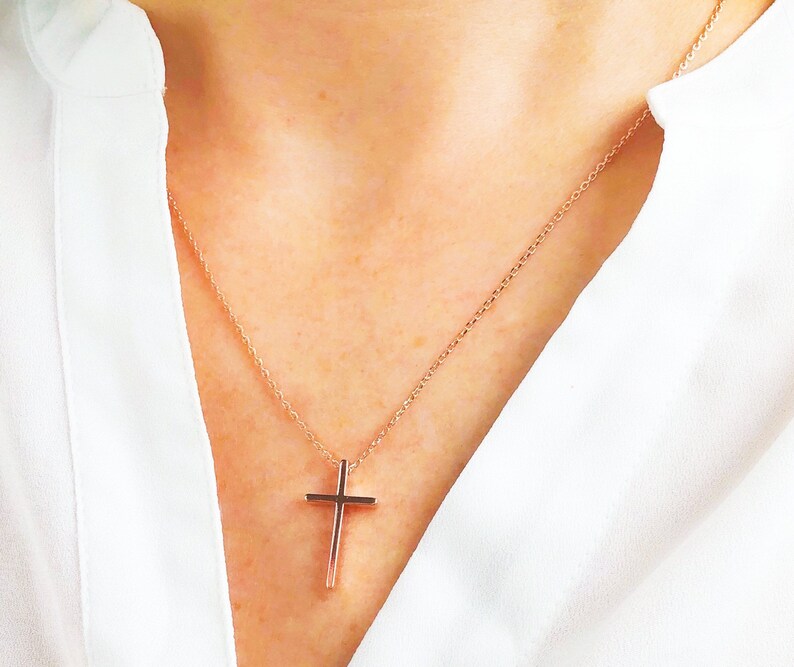 Cross necklace dainty cross necklace womens religious Etsy