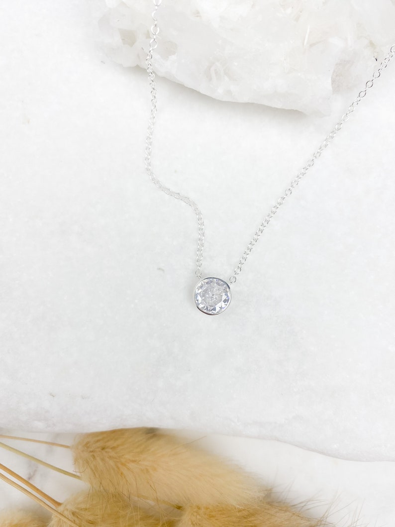 Floating diamond necklace, Birthday Gift, Necklaces for women, Simple necklace, Gold necklace, dainty jewelry, Dainty Necklace, Gift her image 4