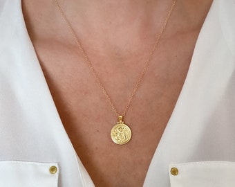 Gold filled necklace, Coin necklace, medallion necklace, necklaces for women, gifts for her, necklaces, dainty necklace, Jewelry, Gift