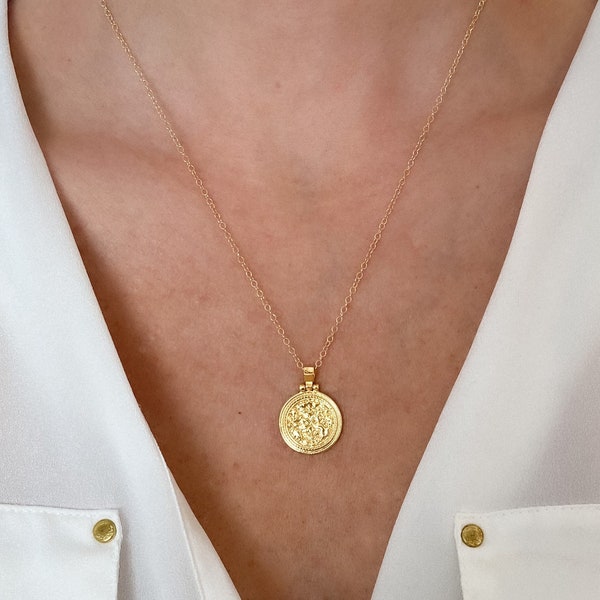 Gold filled necklace, Coin necklace, medallion necklace, necklaces for women, gifts for her, necklaces, dainty necklace, Jewelry, Gift