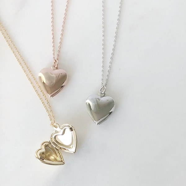 Locket necklace, heart Locket necklace, gifts for her, birthday gift, dainty locket, heart necklace, rose gold necklace, gold locket, silver