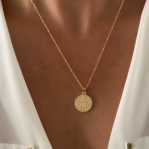 Gold Filled St Benedict necklace women, cross necklace, gold cross necklace, gifts for her, gift for women, necklaces for women, Saint