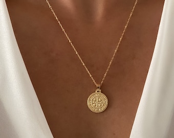 Gold Filled St Benedict necklace women, cross necklace, gold cross necklace, gifts for her, gift for women, necklaces for women, Saint