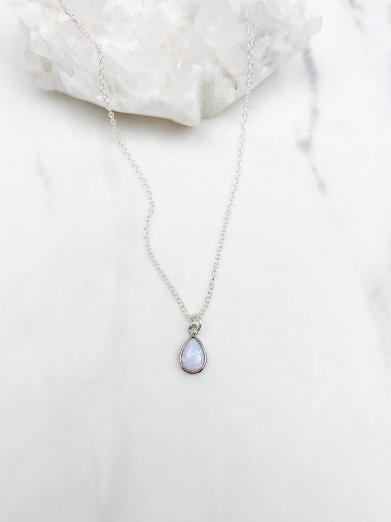 Opal Necklace, dainty necklace, Silver Necklace, Necklaces for women, birthday gift for her, jewelry gift, gift for her, jewelry image 5