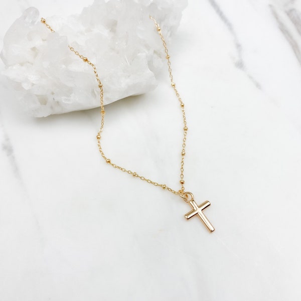 cross necklace, gold filled cross necklace, gold cross necklace, dainty jewelry, gifts for her, religious necklace, gift for women