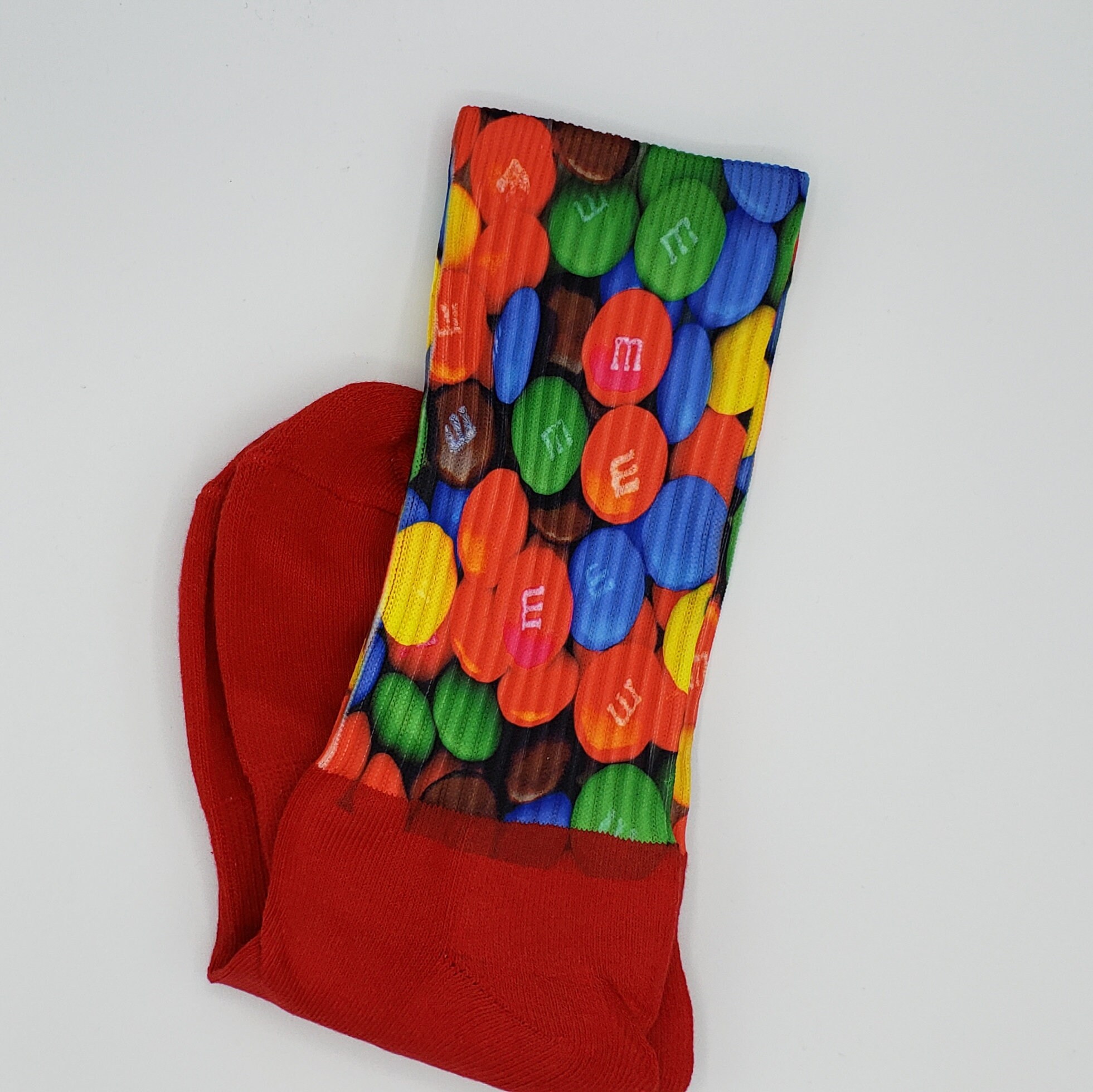M&M Candy Socks Red Casual Party Large Size 812 Etsy