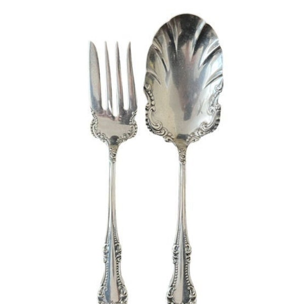 antique 1898 silver plated fork & spoon serving set by Wm. A. Rogers, A1