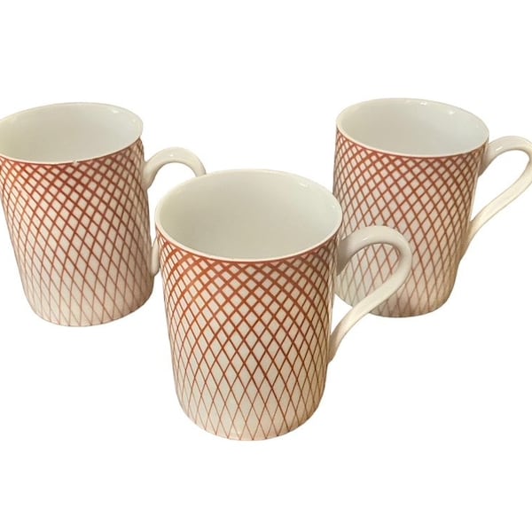 vintage '79 set of three Devonshire Red Lattice coffee mugs by The Haldon Group