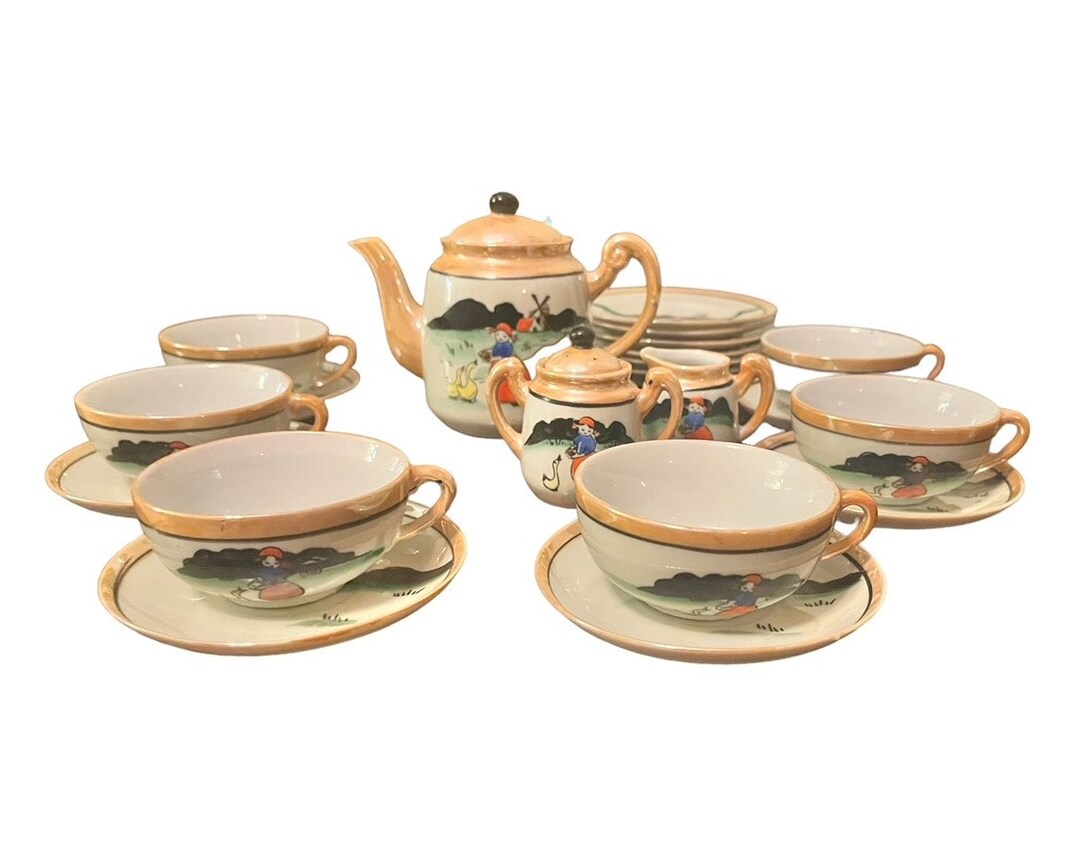 Luster Tea Set Vintage '50s Hand Painted Lusterware Child's Tea Set, 23 Pieces, Made ...