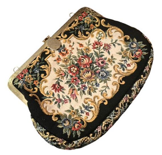 vintage '50s tapestry clutch handbag - image 6