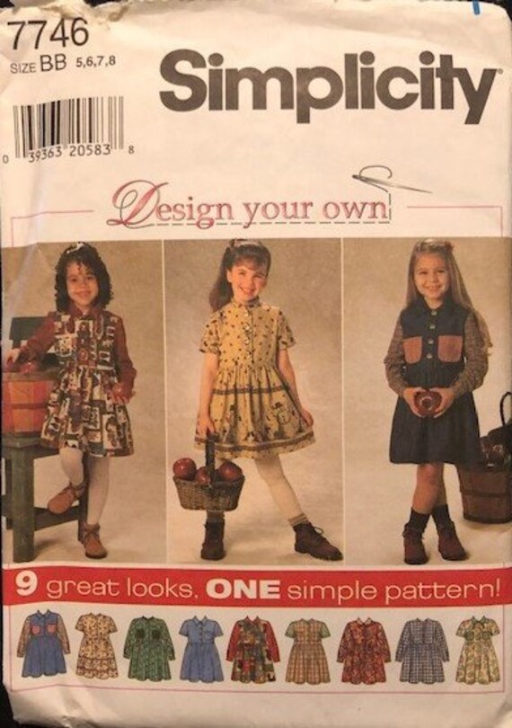 Vintage 97 Simplicity design Your Own Dress Girls Sewing Pattern Size 5 6 7 8 Etsy