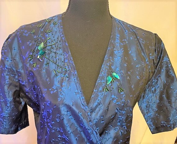 vintage '60s blue & black blouse with green detai… - image 7