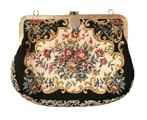 vintage '50s tapestry clutch handbag - image 7