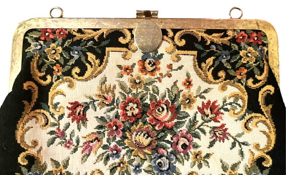 vintage '50s tapestry clutch handbag - image 2