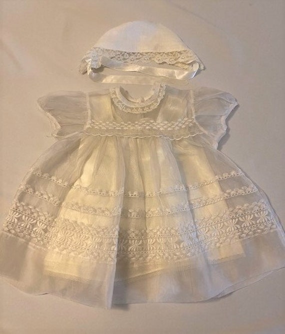 vintage '60s Christening gown with underdress & ha