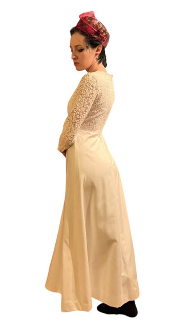 vintage '60s white wedding gown, handmade, size 7… - image 9