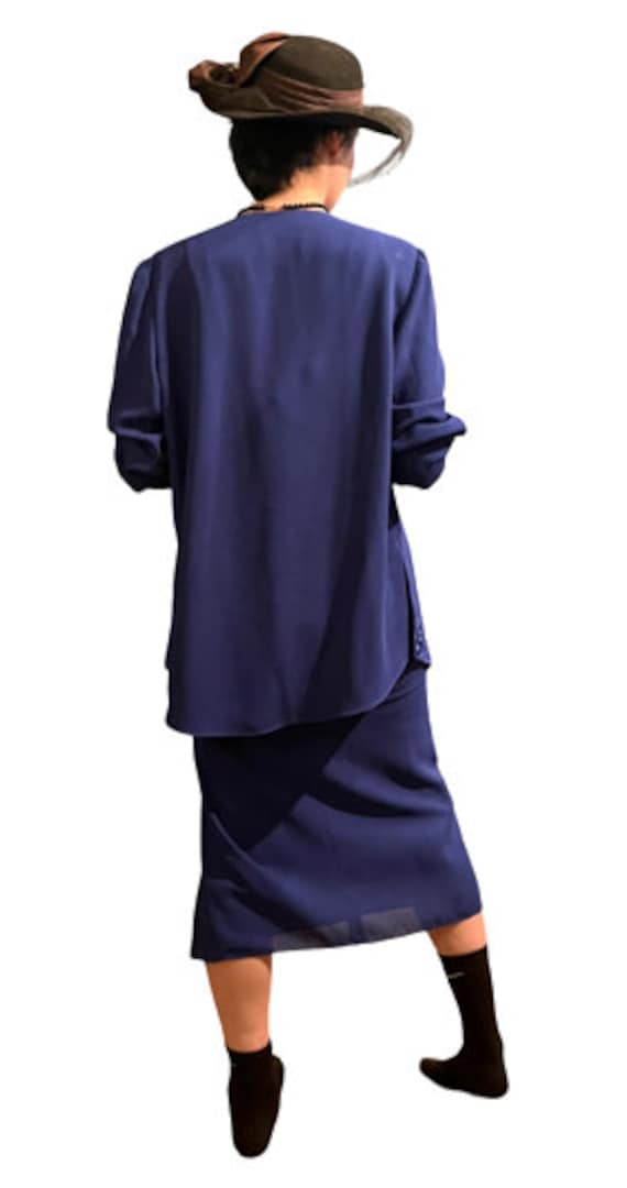 vintage '90s blue sheath dress with jacket, size … - image 7