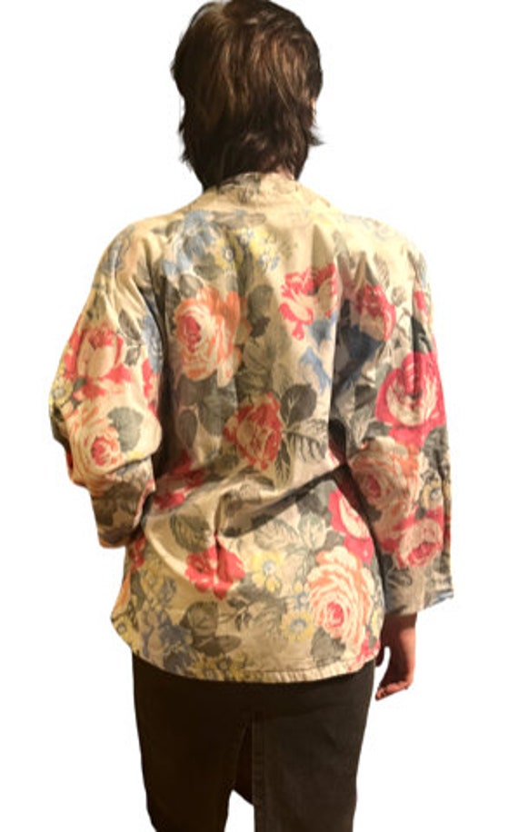 vintage '80s floral cotton boxy jacket, size medi… - image 6