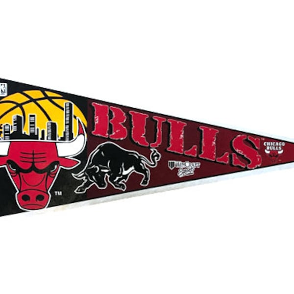 vintage '90s Chicago Bulls felt arena pennant, 12" x 30"