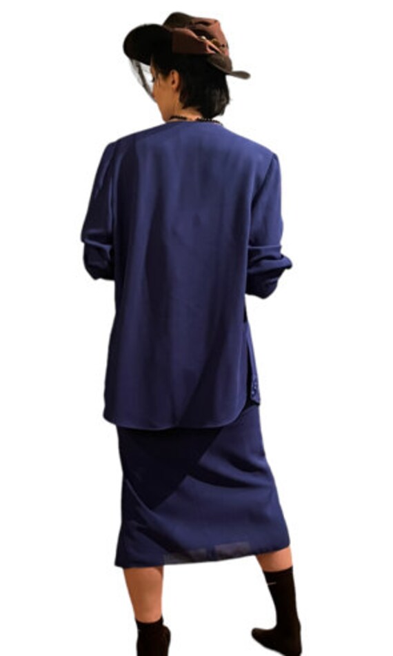 vintage '90s blue sheath dress with jacket, size … - image 8