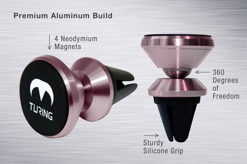 Pu&ograve; includere: Un supporto magnetico per telefono da auto in oro rosa con una base nera e quattro magneti al neodimio. Il supporto ha una rotazione di 360 gradi e una presa in silicone resistente.